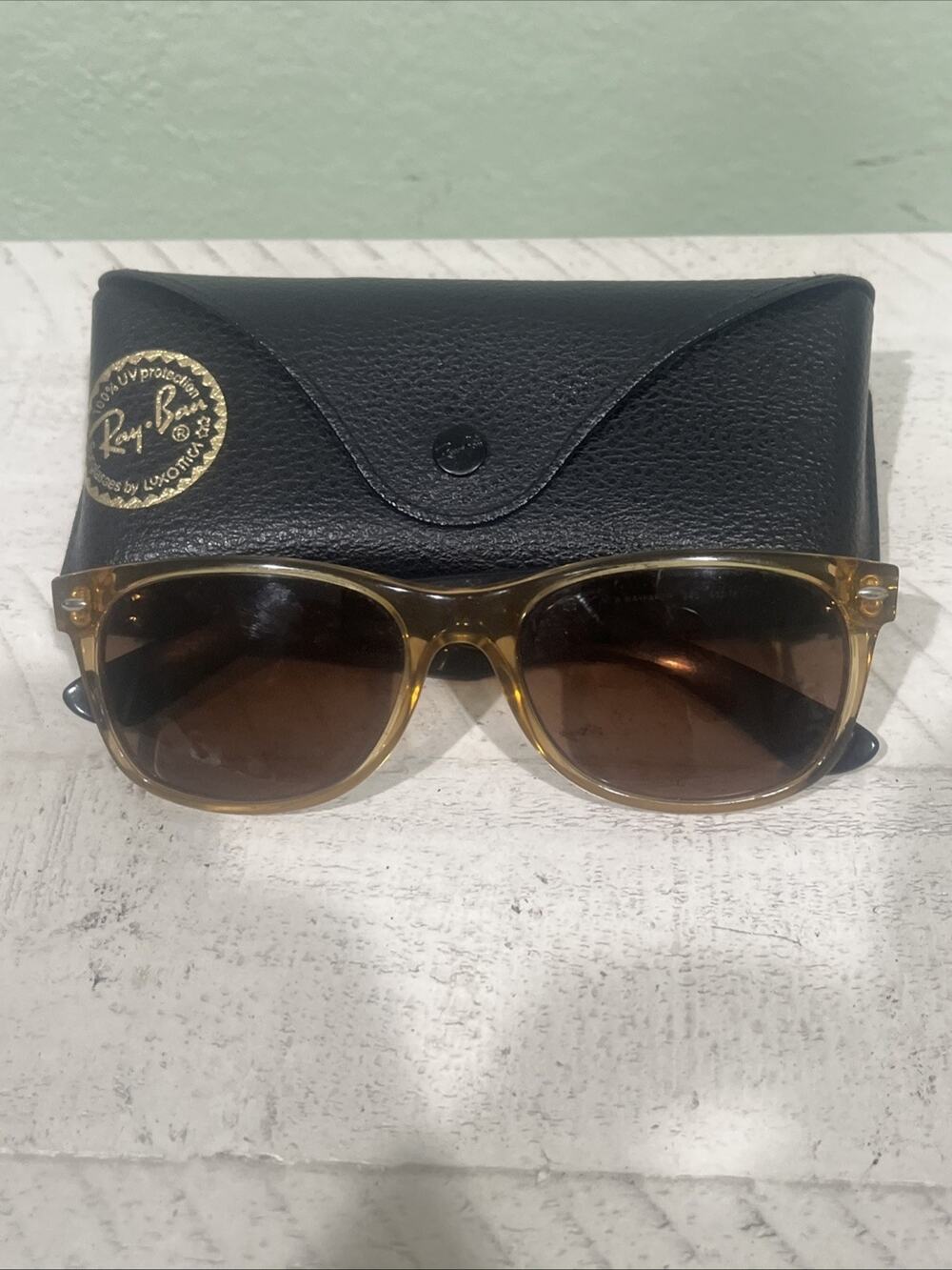 Vintage Ray Ban New Wayfarer RB2132 945 55 18 Honey Amber Sunglasses Frames Only